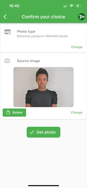 7ID App: Bahamas Passport Photo Size
