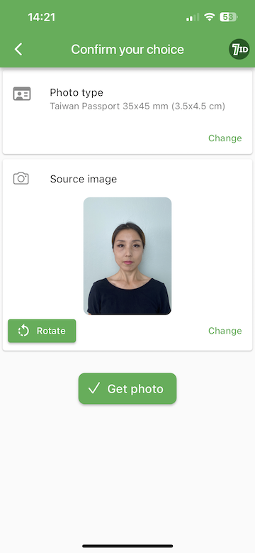 7ID App: Taiwan Passport Photo Background Editor