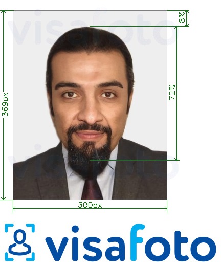 Příklad fotografie Spojené arabské emiráty Visa online Emirates.com 300x369 pixelů s přesnou specifikací velikosti