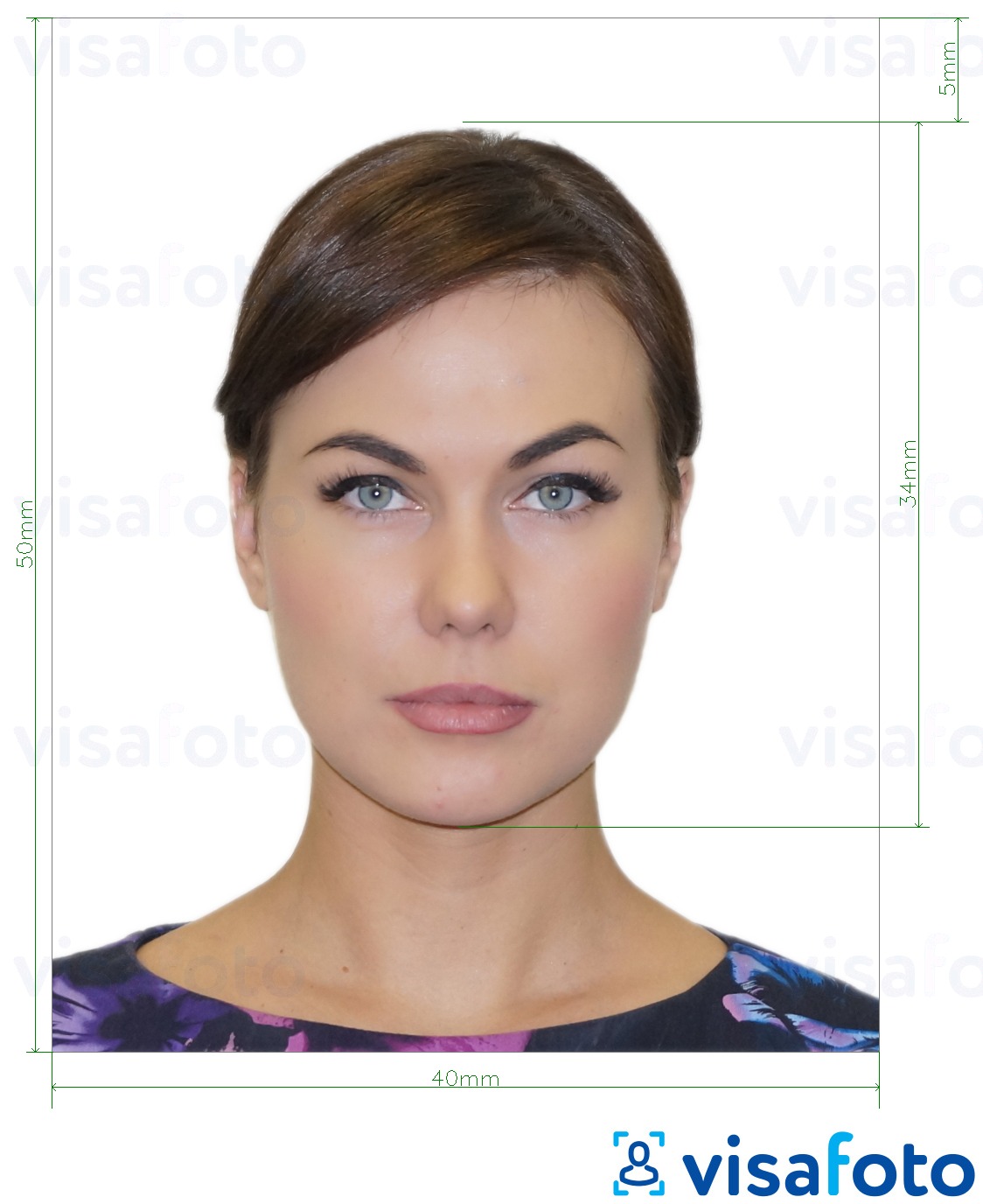 Příklad fotografie E-vízum do Albánie 4x5 cm s přesnou specifikací velikosti