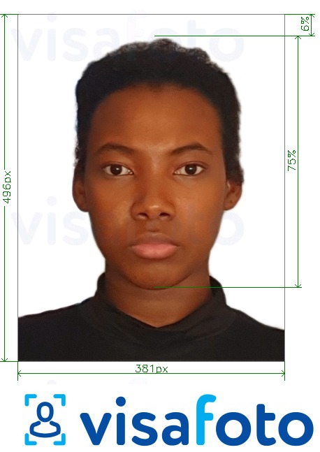 Příklad fotografie Angola víza online 381x496 pixelů s přesnou specifikací velikosti