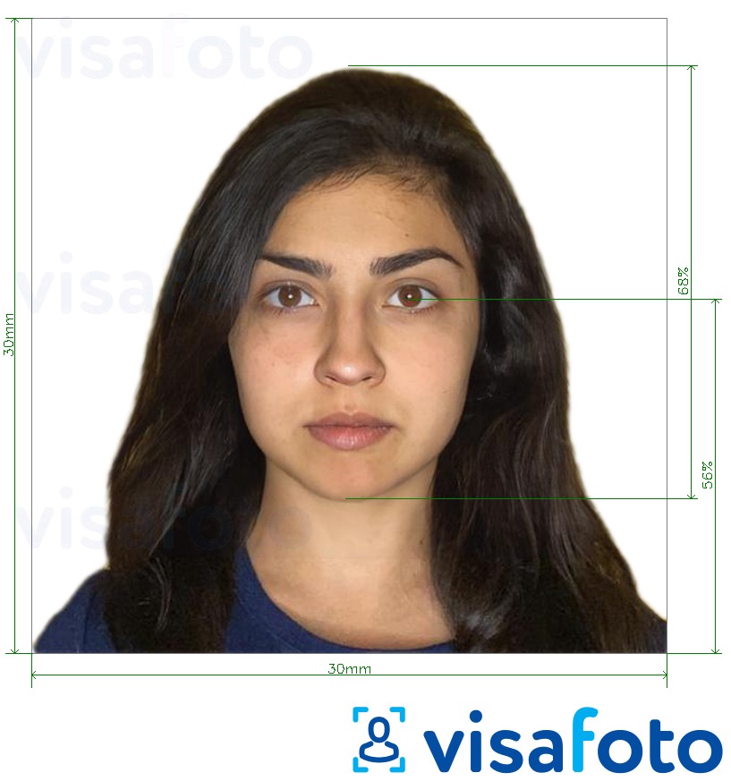 Příklad fotografie Bolívijské vízum 3x3 cm s přesnou specifikací velikosti