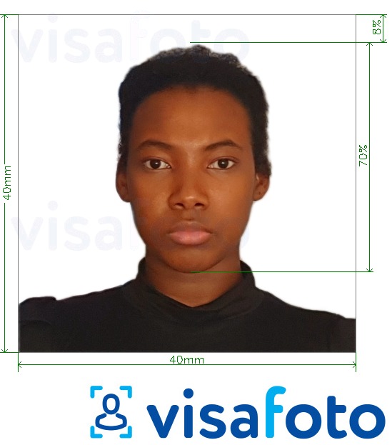 Příklad fotografie E-vízum z Konga (Brazzaville) s přesnou specifikací velikosti