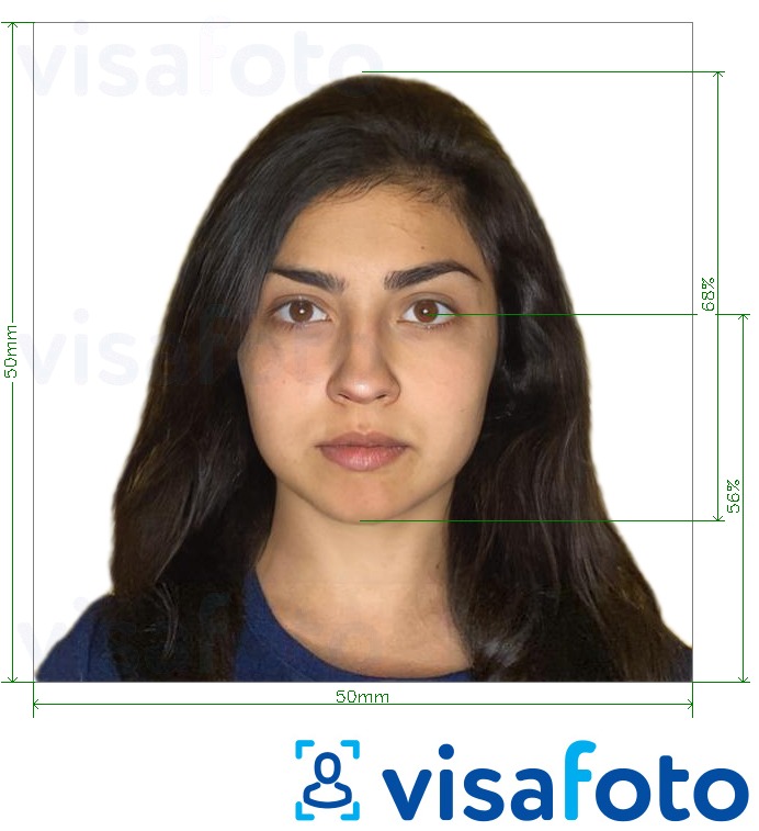 Příklad fotografie Chile Visa 5x5 cm s přesnou specifikací velikosti