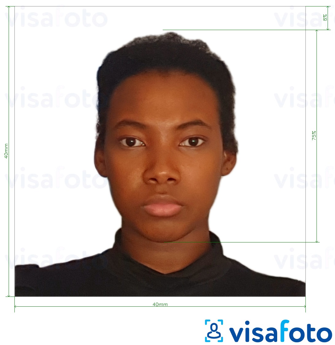 Příklad fotografie Kamerunský pas 4x4 cm (40x40 mm) s přesnou specifikací velikosti