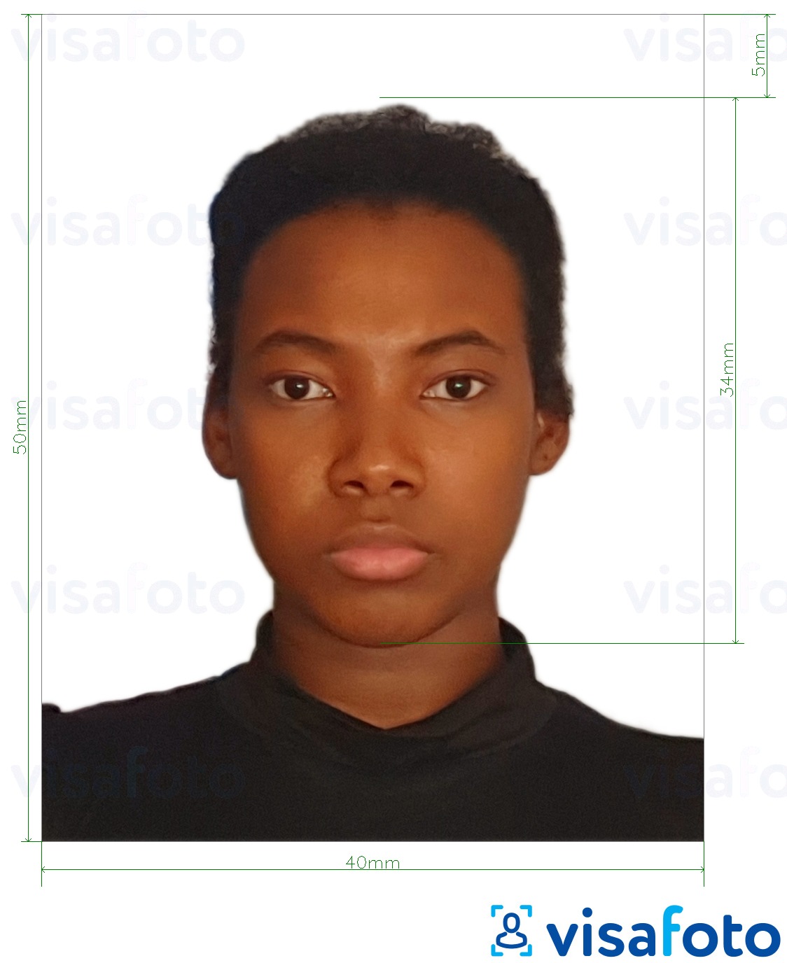 Příklad fotografie Kamerunský pas 4x5 cm (40x50 mm) s přesnou specifikací velikosti