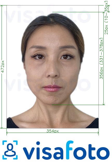Příklad fotografie Čína Passport online 354x472 pixelů s přesnou specifikací velikosti