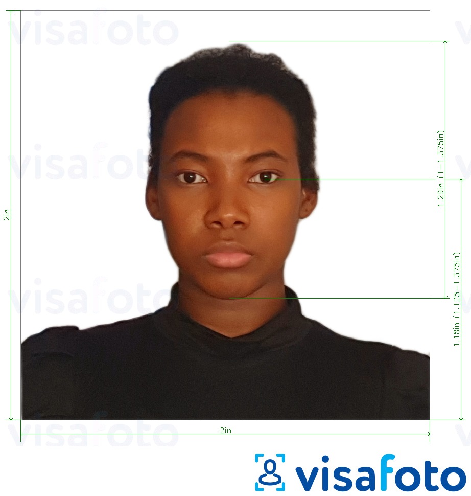 Příklad fotografie Pas Dominikánské republiky 2x2 palce s přesnou specifikací velikosti