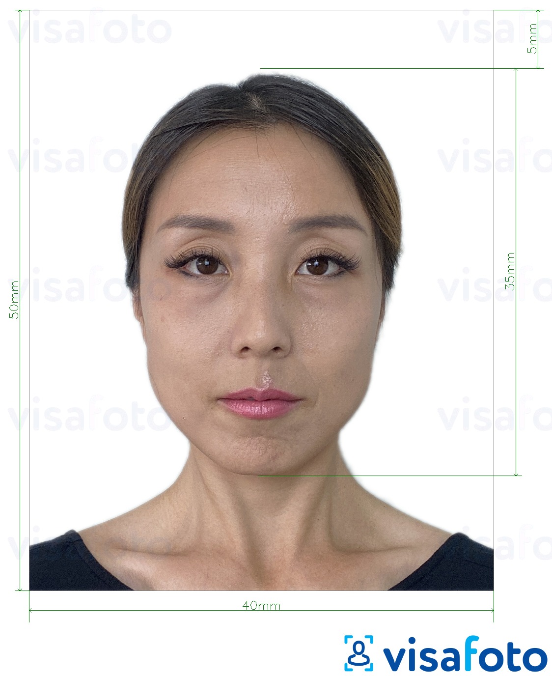 Příklad fotografie Hong Kong Visa 40x50 mm (4x5 cm) s přesnou specifikací velikosti