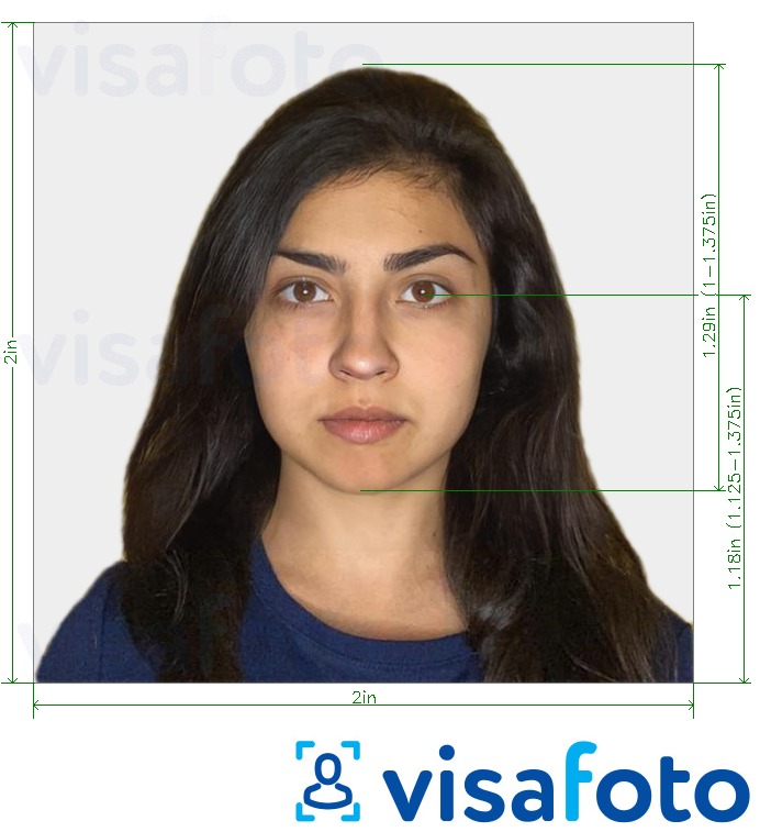 Příklad fotografie Cestovní pas Indie (2x2 palce, 51x51 mm) s přesnou specifikací velikosti