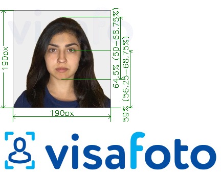 Příklad fotografie Indie Visa 190x190 px přes VFSglobal.com s přesnou specifikací velikosti