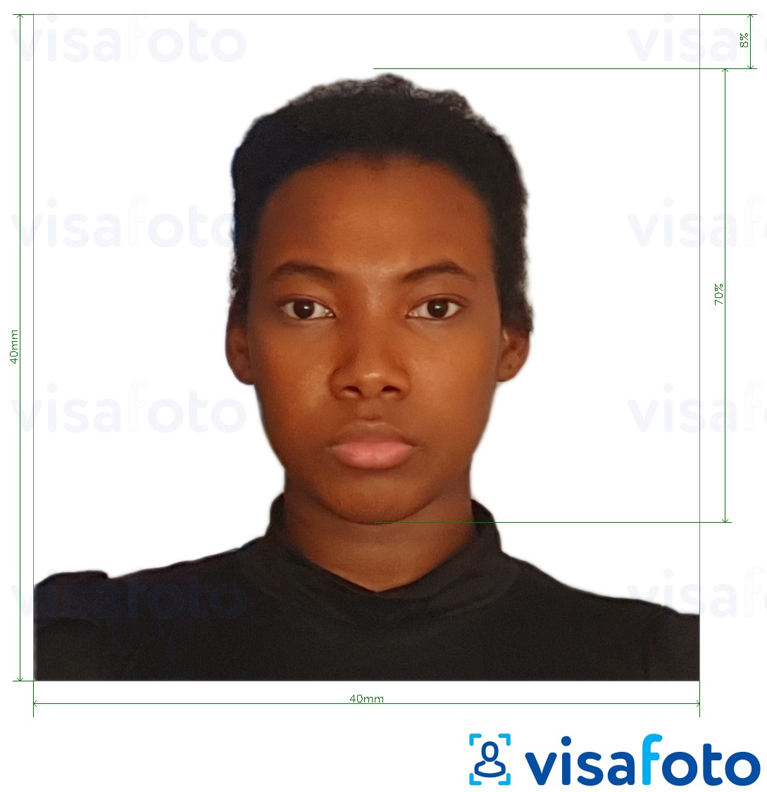 Příklad fotografie Madagaskarské vízum 40x40 mm s přesnou specifikací velikosti