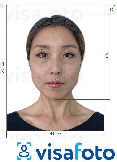 Příklad fotografie Mongolský pas online s přesnou specifikací velikosti