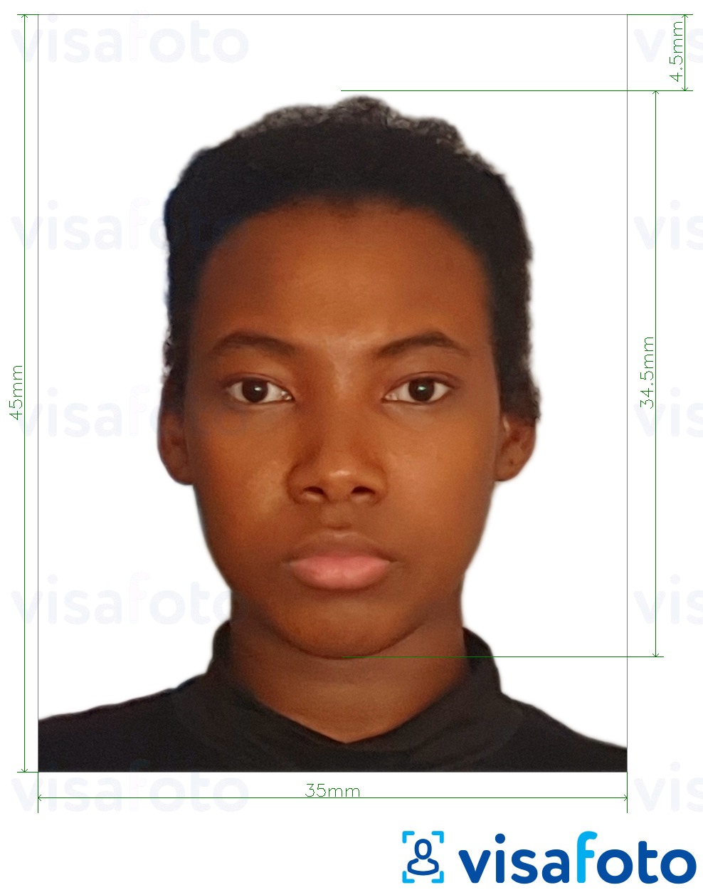Příklad fotografie Nigérijský pas 35x45 mm s přesnou specifikací velikosti