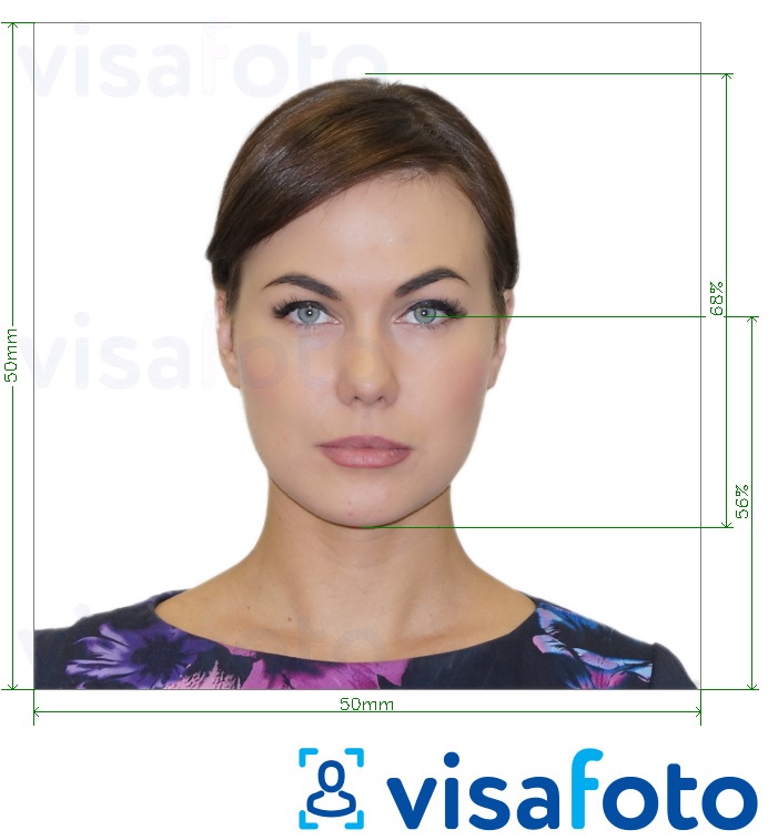 Příklad fotografie Paraguayské vízum 5x5 cm s přesnou specifikací velikosti