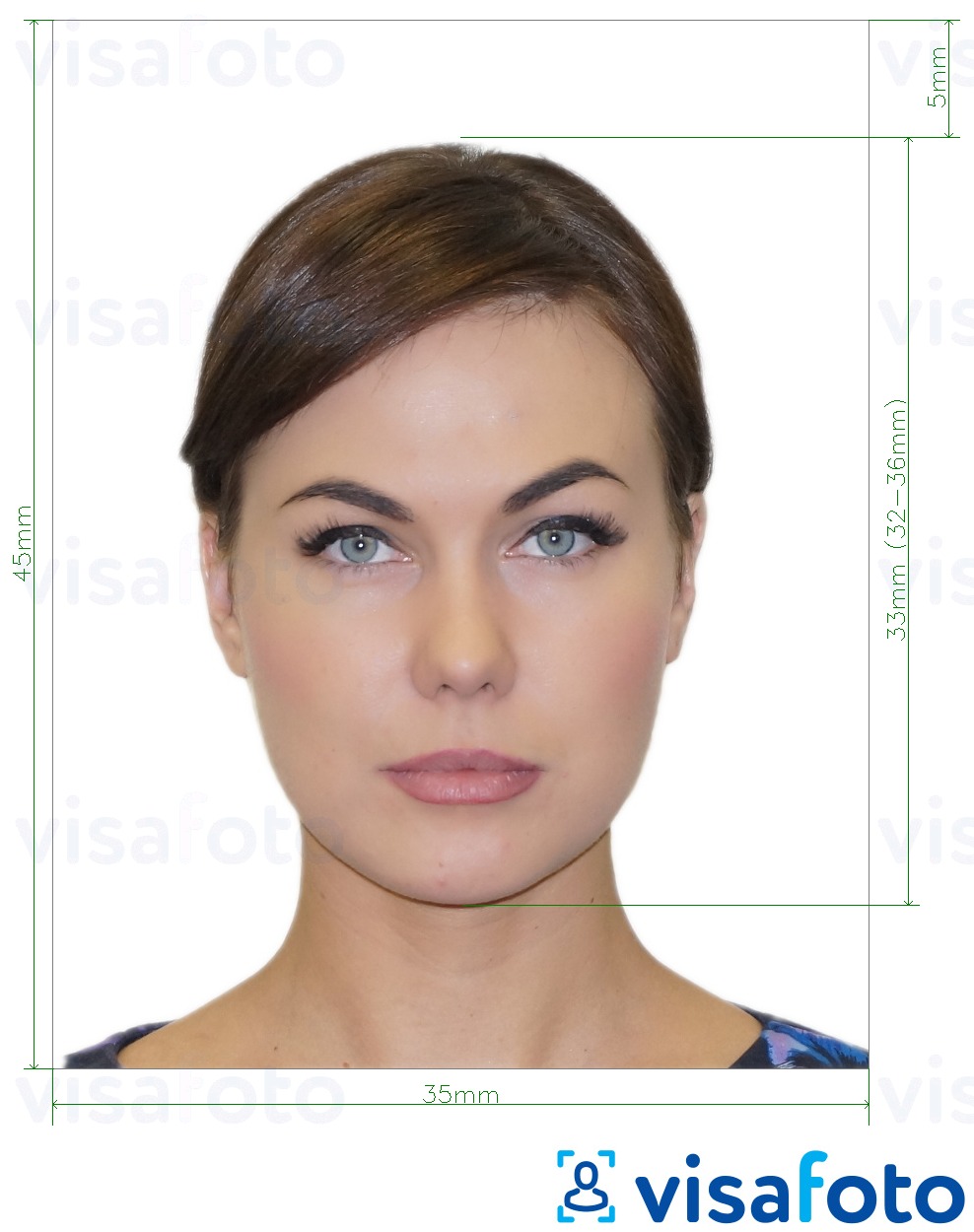Příklad fotografie Ruské ID ventilátoru  pixelů s přesnou specifikací velikosti