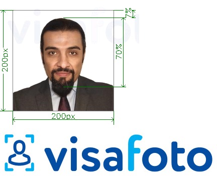 Příklad fotografie Saudskoarabské vízum Hajj 200x200 pixelů s přesnou specifikací velikosti
